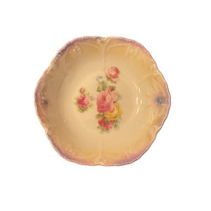 Vintage Hand Painted Dish 5.25" Germany Made Roses Floral Scalloped Shaded Edges